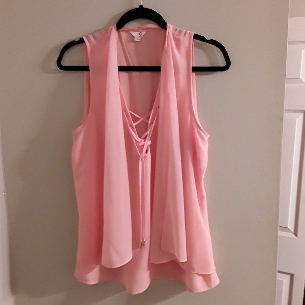 Guess Lace-Up Sleeveless Top Size L
